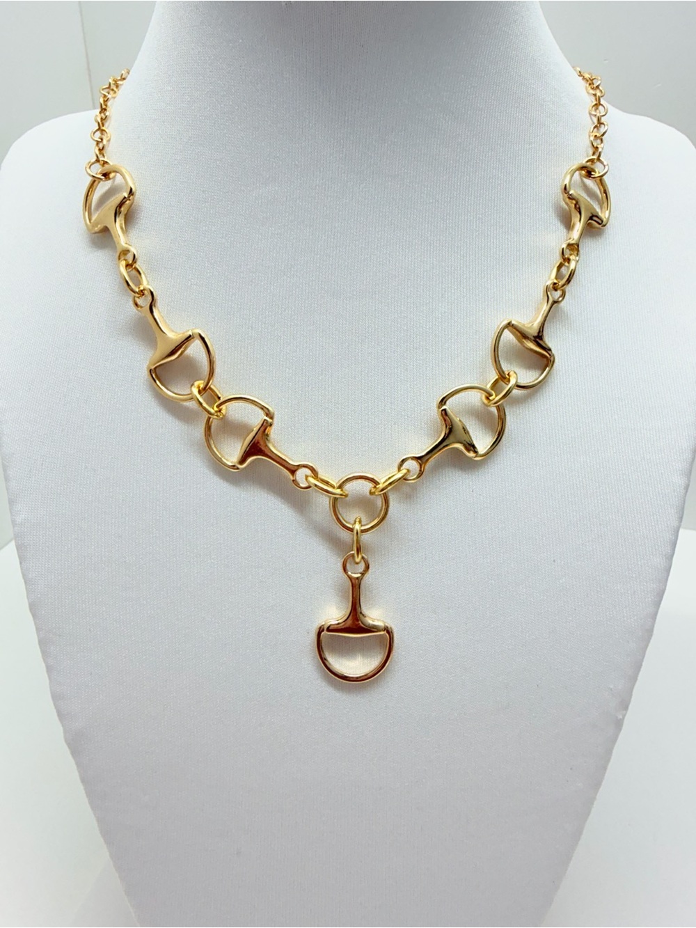 Gold Link Horsebit Statement Necklace - Women Jewelry